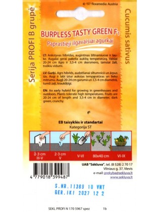 Agurkai paprastieji 'Burpless Tasty Green' H, 10 sėklų